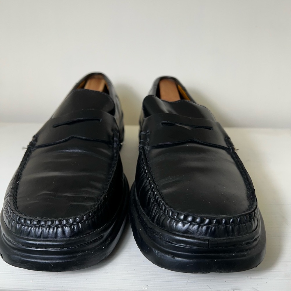 Men's COLE HAAN NikeAir Black Leather Loafers Size 11M Slip On